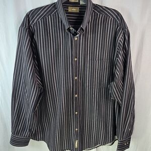Natural Issue mens_long-sleeved buttondown shirt size XL in black stripes
